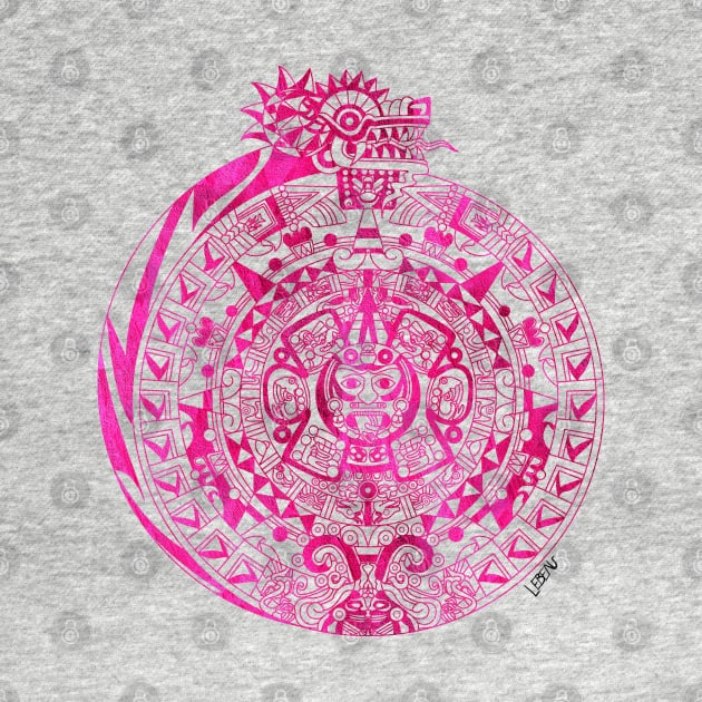 pink quetzalcoatl ecopop pattern by jorge_lebeau